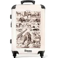 NoBoringSuitcases.com Großer Koffer - Tiere - Wild - Vintage - Zeichnung - Kombinationsschloss TSA - Hartschalen Trolley 4 Rollen - 72 liter - Reisekoffer - 66 cmKoffer Mittelgroß 67x43x25 cm, 72L,