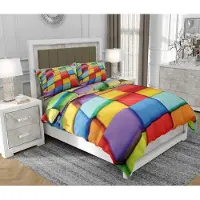 SOVIO Bettwäsche 160x200 cm + 2x70x80 cm, 3-teilig, 100% Baumwolle, Satin, Reißverschluss, Bunt - | So.0170