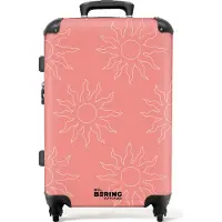 NoBoringSuitcases.com Großer Koffer - Rosa Sonnenmuster - Kombinationsschloss TSA - Hartschalen Trolley 4 Rollen - 72 liter - Reisekoffer - 66 cmKoffer Mittelgroß 67x43x25 cm, 72L,