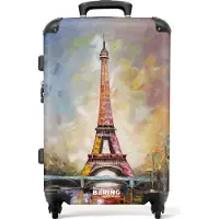 NoBoringSuitcases.com Großer Koffer - Eiffelturm - Ölgemälde - Paris - Kombinationsschloss TSA - Hartschalen Trolley 4 Rollen - 72 liter - Reisekoffer - 66 cmKoffer Mittelgroß 67x43x25 cm, 72L,