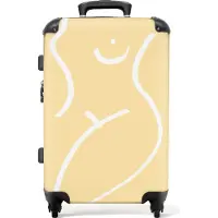 NoBoringSuitcases.com Großer Koffer - Frau - Linienkunst - Gelb - Abstrakt - Kombinationsschloss TSA - Hartschalen Trolley 4 Rollen - 72 liter - Reisekoffer - 66 cmKoffer Mittelgroß 67x43x25 cm, 72L,