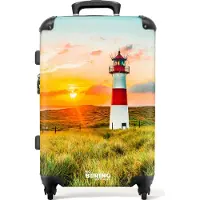 NoBoringSuitcases.com Großer Koffer - Leuchtturm bei Sonnenuntergang - Kombinationsschloss TSA - Hartschalen Trolley 4 Rollen - 72 liter - Reisekoffer - 66 cmKoffer Mittelgroß 67x43x25 cm, 72L,