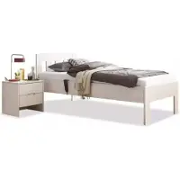 Bed Box Seniorenbett Buche Massiv Comfort 01 – 90 x 210 cm / mit Nachtkonsole / buche-weiss-lackiert