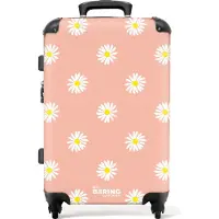 NoBoringSuitcases.com Großer Koffer - Pastellorange mit Gänseblümchen - Kombinationsschloss TSA - Hartschalen Trolley 4 Rollen - 72 liter - Reisekoffer - 66 cmKoffer Mittelgroß 67x43x25 cm, 72L,