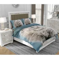 SOVIO Bettwäsche 160x200 cm + 2x70x80 cm, 3-teilig, 100% Baumwolle, Satin, Reißverschluss, Katze, Grau - | So.0015