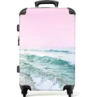 NoBoringSuitcases.com Großer Koffer - Meer - Wellen - Rosa - Natur - Kombinationsschloss TSA - Hartschalen Trolley 4 Rollen - 72 liter - Reisekoffer - 66 cmKoffer Mittelgroß 67x43x25 cm, 72L,