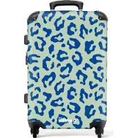 NoBoringSuitcases.com Hartschalen Koffer Mittelgroß 67x43x25 cm, 72L, Bunte Drucke für Frauen: Blauer und grüner Pantherdruck, Reisekoffer mit 4 Rollen