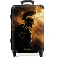 NoBoringSuitcases.com Hartschalen Koffer Mittelgroß 67x43x25 cm, 72L, Verschiedene Drucke für Männer: Ritter mit Rauch und Zitat, Reisekoffer mit 4 Rollen