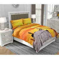 SOVIO Bettwäsche 140x200 cm + 2x70x80 cm, 3-teilig, 100% Baumwolle, Satin, Reißverschluss, See, Orange - | So.0088