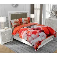 SOVIO Bettwäsche 140x200 cm + 2x70x80 cm, 3-teilig, 100% Baumwolle, Satin, Reißverschluss, Bunt - | So.8002