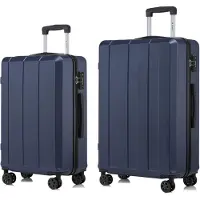 YONSLY Premium Reisekoffer TSA-Schloss,YKK-Reißverschluss Hartschalen-Koffer Kabinenkoffer Rollkoffer Suitcase Handgepäck (Dunkelblau, L-XL-Set)
