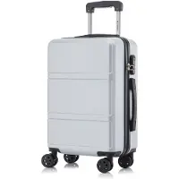 YONSLY Koffer Trolley Reisekoffer Suitcase, Rollkoffer Handgepäck ,mit 4 Rollen360°, Hartschalenreisekoffer, Zahlenschloss, Weicher Gummigriff (M, Silber)