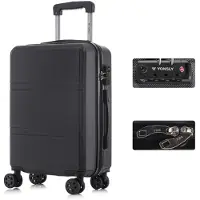 YONSLY Premium Reisekoffer TSA-Schloss,YKK-Reißverschluss Hartschalen-Koffer Trolley Kabinenkoffer Rollkoffer Suitcase Handgepäck 4 Rollen (Schwarz, XL)