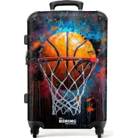 NoBoringSuitcases.com Großer Koffer - Basketball umgeben von Graffiti - Kombinationsschloss TSA - Hartschalen Trolley 4 Rollen - 72 liter - Reisekoffer - 66 cmKoffer Mittelgroß 67x43x25 cm, 72L,