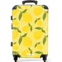 NoBoringSuitcases.com Großer Koffer - Pastellgelb mit Zitronen - Kombinationsschloss TSA - Hartschalen Trolley 4 Rollen - 72 liter - Reisekoffer - 66 cmKoffer Mittelgroß 67x43x25 cm, 72L,