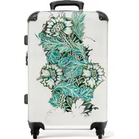 NoBoringSuitcases.com Großer Koffer - Blumen - Pflanzen - Grünzeug - Kunst - Kombinationsschloss TSA - Hartschalen Trolley 4 Rollen - 72 liter - Reisekoffer - 66 cmKoffer Mittelgroß 67x43x25 cm, 72L,