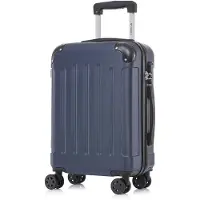 YONSLY Koffer Trolley Reisekoffer Suitcase, Rollkoffer Handgepäck ,mit 4 Rollen360°, Hartschalenreisekoffer, Zahlenschloss, Weicher Gummigriff (L,Dunkelblau)