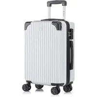 YONSLY Premium Reisekoffer TSA-Schloss,YKK-Reißverschluss Hartschalen-Koffer Trolley Kabinenkoffer Rollkoffer Suitcase Handgepäck (Silber, L)