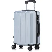 YONSLY Koffer Trolley Reisekoffer Suitcase, Rollkoffer Handgepäck ,mit 4 Rollen360°, Hartschalenreisekoffer, Zahlenschloss, Weicher Gummigriff(L, Silber)