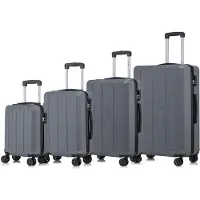 YONSLY Suitcase Set, Rollkoffer Handgepäck, Kofferset, mit 4 Rollen 360°, Hartschalenreise Zahlenschloss, Weicher Gummigriff (4er Set, S,M,L&XL, Grau)