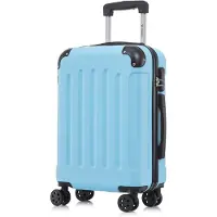 YONSLY Koffer Trolley Reisekoffer Suitcase, Rollkoffer Handgepäck ,mit 4 Rollen360°, Hartschalenreisekoffer, Zahlenschloss, Weicher Gummigriff(M,Hellblau)