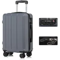 YONSLY Premium Reisekoffer TSA-Schloss,YKK-Reißverschluss Hartschalen-Koffer Trolley Kabinenkoffer Rollkoffer Suitcase Handgepäck 4 Rollen (Grau, M)