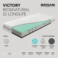 Benab Kaltschaummatratze Victory Bio&Natural 22 Longlife Matratze 75 x 195 cm H4 / H5 hart 22 cm hohe Kaltschaummatratzen, Lyocell, Extra harter Schaum, HR Grand Soja, 7 Zonen