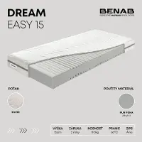 Benab Schaummatratze Dream Easy 15 Matratze 90 x 195 cm H3 hart 15 cm hohe Schaummatratzen, Silber, PUR, 7 Zonen, Profilierung