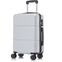 YONSLY Koffer Trolley Reisekoffer Suitcase, Rollkoffer Handgepäck ,mit 4 Rollen360°, Hartschalenreisekoffer, Zahlenschloss, Weicher Gummigriff(L, Silber)