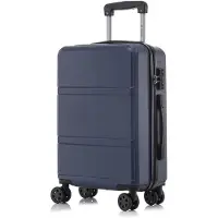 YONSLY Premium Reisekoffer TSA-Schloss,YKK-Reißverschluss Hartschalen-Koffer Trolley Kabinenkoffer Rollkoffer Suitcase Handgepäck 4 Rollen (Dunkelblau, M)