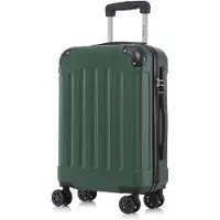 YONSLY Koffer Trolley Reisekoffer Suitcase, Rollkoffer Handgepäck ,mit 4 Rollen360°, Hartschalenreisekoffer, Zahlenschloss, Weicher Gummigriff(M,Dunkelgrün)