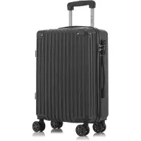 YONSLY Premium Reisekoffer TSA-Schloss,YKK-Reißverschluss Hartschalen-Koffer Trolley Kabinenkoffer Rollkoffer Suitcase Handgepäck (Schwarz,XL)