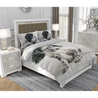 SOVIO Bettwäsche 140x200 cm + 2x70x80 cm, 3-teilig, 100% Baumwolle, Satin, Reißverschluss, Hund, Bunt - | So.0228