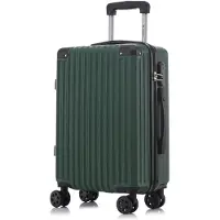 YONSLY Koffer Trolley Reisekoffer Suitcase, Rollkoffer Handgepäck ,mit 4 Rollen360°, Hartschalenreisekoffer, Zahlenschloss, Weicher Gummigriff(M, Dunkelgrün)