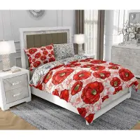 SOVIO Bettwäsche 160x200 cm + 2x70x80 cm, 3-teilig, 100% Baumwolle, Satin, Reißverschluss, Blumen, Bunt - | So.9030
