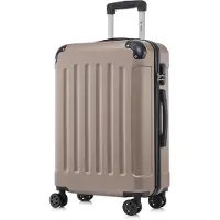 YONSLY Koffer Trolley Reisekoffer Suitcase, Rollkoffer Handgepäck ,mit 4 Rollen360°, Hartschalenreisekoffer, Zahlenschloss, Weicher Gummigriff(XL,Champagner)