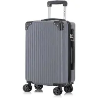 YONSLY Koffer Trolley Reisekoffer Suitcase, Rollkoffer Handgepäck ,mit 4 Rollen360°, Hartschalenreisekoffer, Zahlenschloss, Weicher Gummigriff (M,Grau)