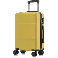 YONSLY Koffer Trolley Reisekoffer Suitcase, Rollkoffer Handgepäck ,mit 4 Rollen360°, Hartschalenreisekoffer, Zahlenschloss, Weicher Gummigriff (XL, Gelb)