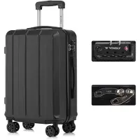 YONSLY Premium Reisekoffer TSA-Schloss,YKK-Reißverschluss Hartschalen-Koffer Trolley Kabinenkoffer Rollkoffer Suitcase Handgepäck 4 Rollen (Schwarz, XL)