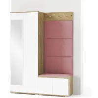 Jerpax Garderoben-Set Aura Version 1: Kleiderschrank mit Polsterpaneelen, Schuhschrank Flur und Eingangsbereich (weiß/Artisan-Eiche /Trinity 23)