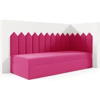 LIKMA Kinderbett 90x180 cm Rosa Bett mit Bettkasten Jugendbett Polsterbett Kopfteil Velvet Stoff