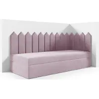 LIKMA Kinderbett 90x160 cm Zartes Heidekraut Bett mit Bettkasten Jugendbett Polsterbett Kopfteil Velvet Stoff