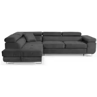 Sofiland Ecksofa L-Form 275 x 202 cm Dunkelgrau links mit Schlaffunktion und Bettkasten – Aller L