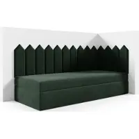 LIKMA Kinderbett 80x200 cm Flaschengrün Bett mit Bettkasten Jugendbett Polsterbett Kopfteil Velvet Stoff
