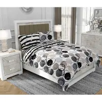 SOVIO Bettwäsche 160x200 cm + 2x70x80 cm, 3-teilig, 100% Baumwolle, Satin, Reißverschluss, abstrakt, Weiß - | So.9063