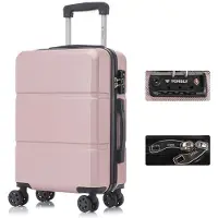 YONSLY Premium Reisekoffer TSA-Schloss,YKK-Reißverschluss Hartschalen-Koffer Trolley Kabinenkoffer Rollkoffer Suitcase Handgepäck (Roségold, XL)