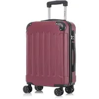 YONSLY Koffer Trolley Reisekoffer Suitcase, Rollkoffer Handgepäck ,mit 4 Rollen360°, Hartschalenreisekoffer, Zahlenschloss, Weicher Gummigriff(M,Wein rot)