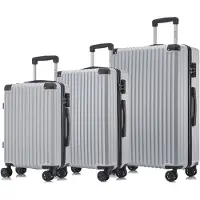 YONSLY Premium Reisekoffer TSA-Schloss,YKK-Reißverschluss Hartschalen-Koffer Kabinenkoffer Rollkoffer Suitcase Handgepäck (Silber, M-L-XL-Set)