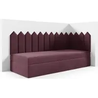 LIKMA Kinderbett 100x160 cm Dunkles Violett Bett mit Bettkasten Jugendbett Polsterbett Kopfteil Velvet Stoff