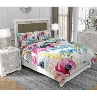 SOVIO Bettwäsche 200x220 cm + 2x70x80 cm, 3-teilig, 100% Baumwolle, Satin, Reißverschluss, Blumen, Bunt - | So.0059